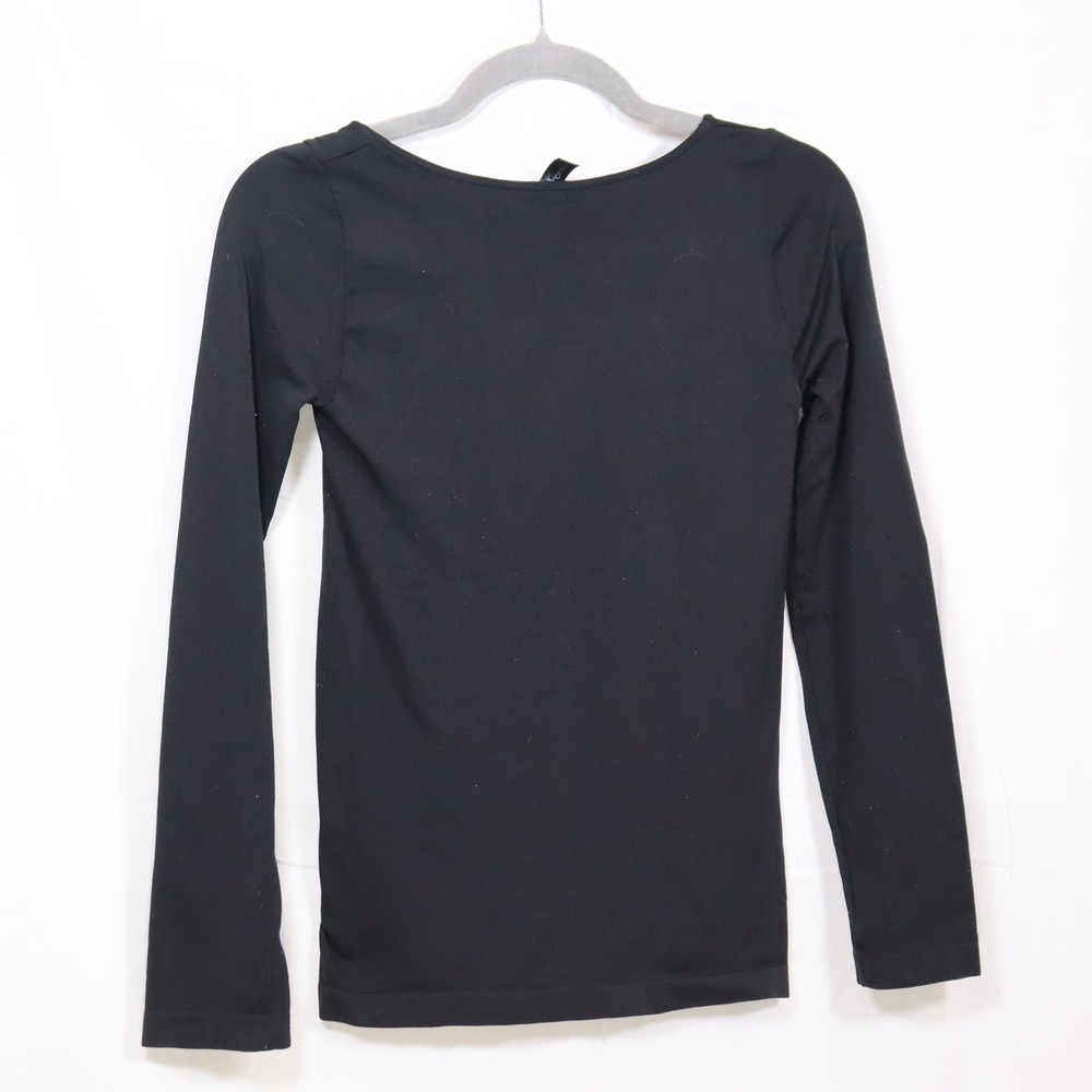 Fornia Long Sleeve Top Small Black Womens Scoop Neck‎ Basic Tee